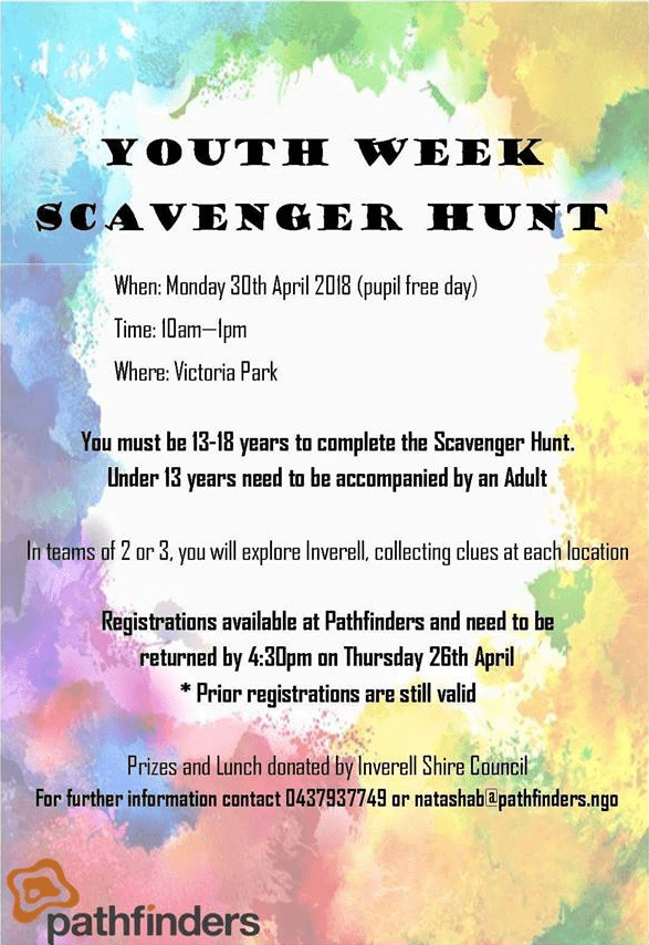 Youth Week Scavenger Hunt Inverell Shire CouncilInverell Shire Council