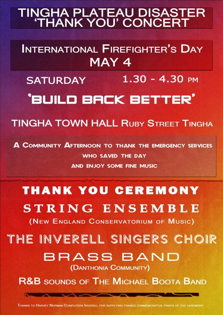 Tingha Disaster Thank you Concert - 4 May 2019 - 1:30pm - Tingha Town Hall