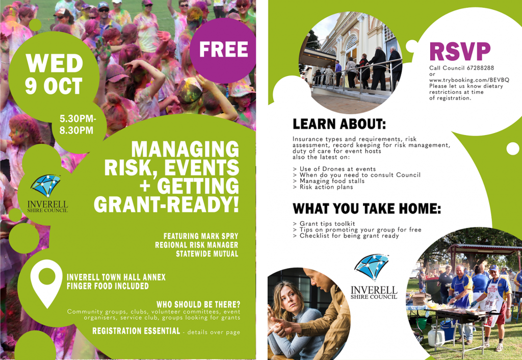 Managing Risk, Events and Getting Grant-ready - 9 October 2019, 5:30pm