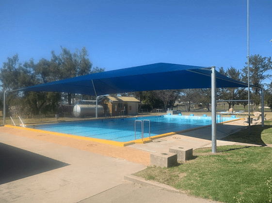 Image: The new shade shelter covers approximately half of the main pool