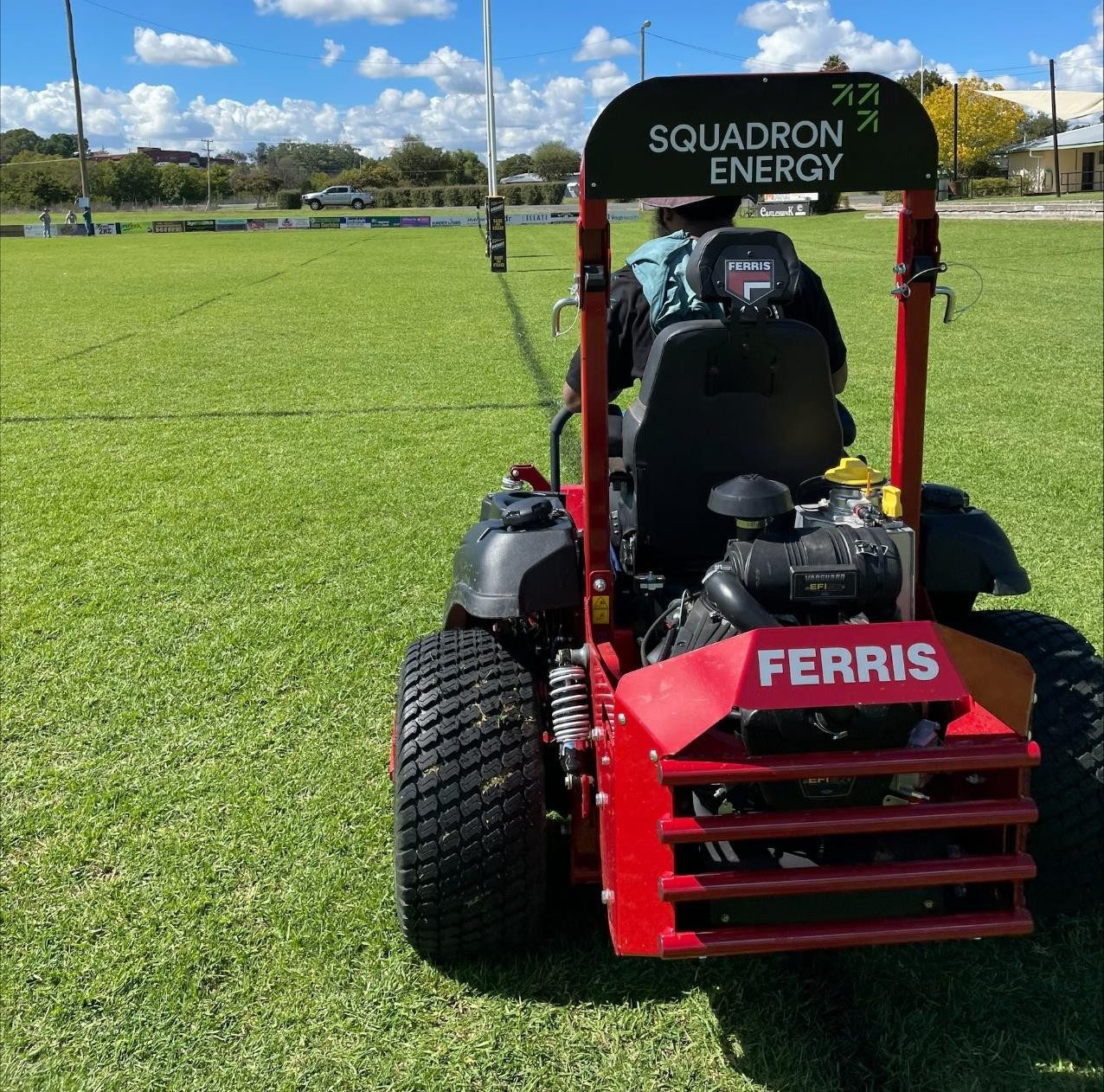 Pictured at the grounds of the Inverell Rugby Union Club, Rugby Park is the new Ferris Ride on Mower